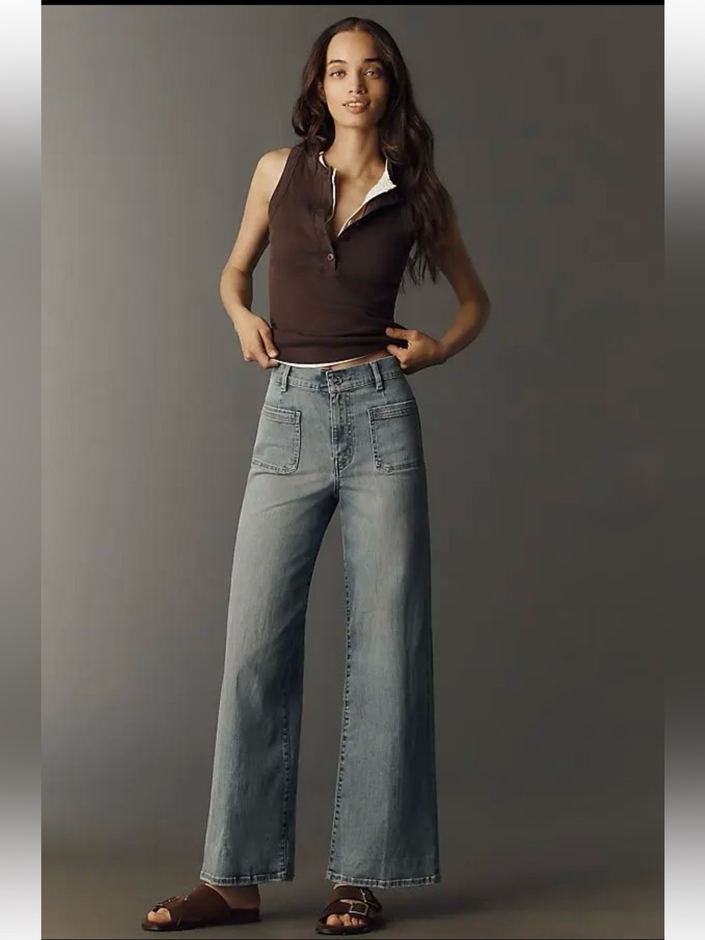 FRAME Le Slim Palazzo High-Rise Wide-Leg Jeans In Wilson Clean Size 31